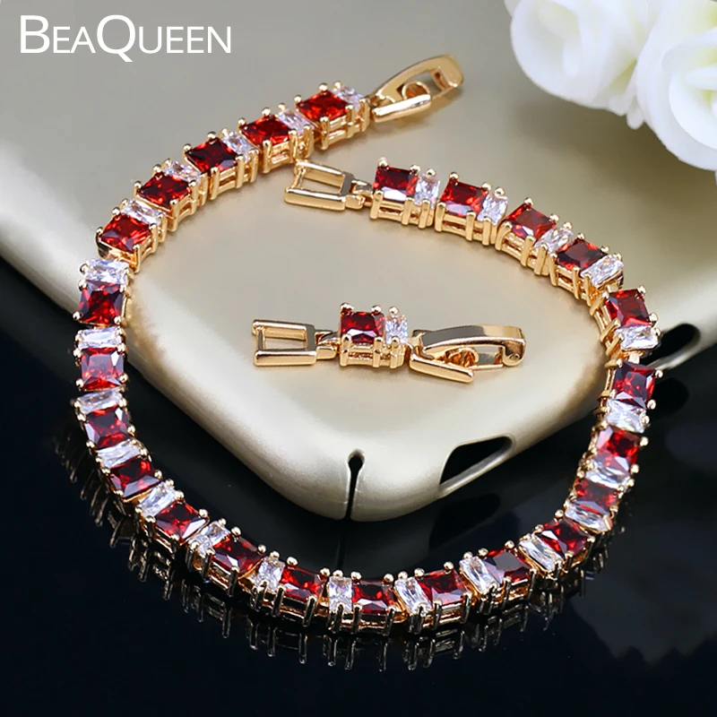 BeaQueen изысканные ювелирные изделия золотого цвета квадратный фианит кристалл и