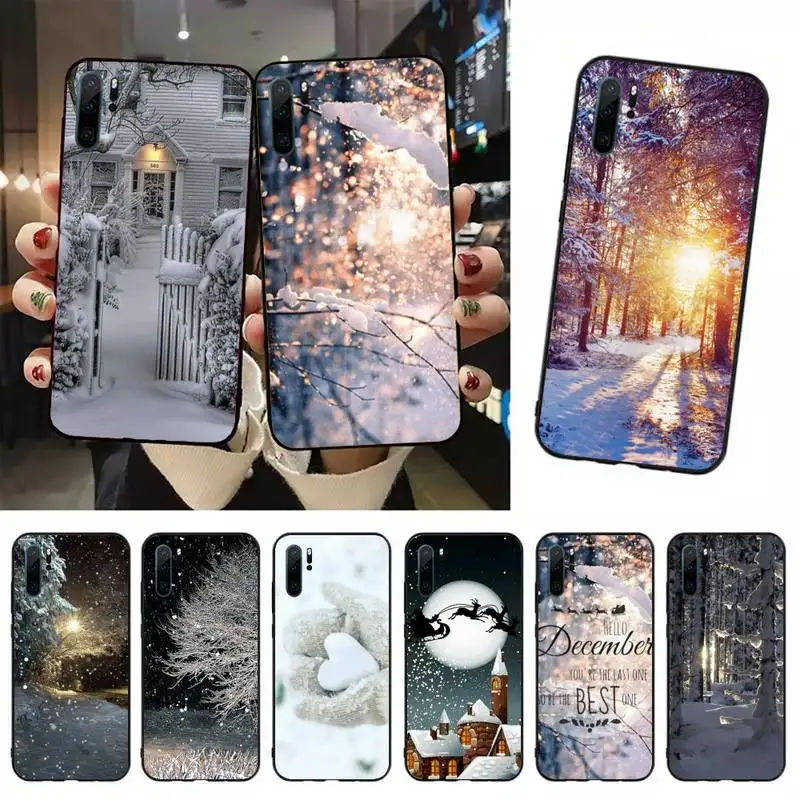 

Landscape Winter Christmas Phone Case coque cover For Huawei honor Mate P 8x 9 10 i 20 30 40 pro lite nova 3 4 5 7 se nova 5t