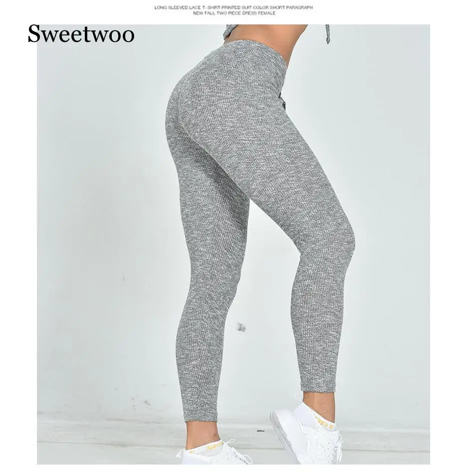 SWEETWOO, Женский Быстросохнущий Спортивный комплект для бега, для спортзала, йоги, Повседневный, тонкий, с капюшоном, с длинным рукавом, топы, сексуальные штаны с высокой талией, костюм для йоги - Цвет: light gray pants