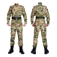 MultiCamo Мужская Боевая рубашка и брюки набор Военная тактическая Униформа с длинным рукавом BDU Airsoft охотничья рубашка