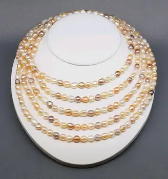 

Freshwater Long Multi-Color Natural Baroque Pearl Necklaces Beauful 100 Inches 8-9mm