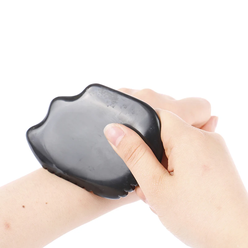 Black Stone Obsidian GuaSha Tool Face Care Slimming Scraper Board Sawtooth Head Massage Natural Stone Facial-Lifting Neck Beauty