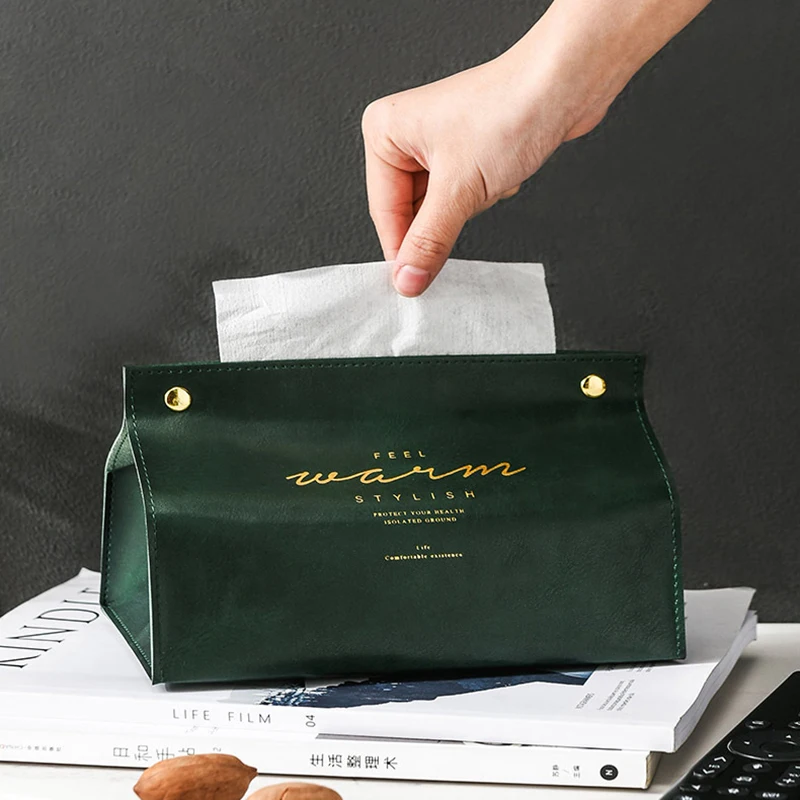 

PU Leather Tissue Box Container Napkin Holder Storage Box Papers Bag Cosmetic Box Case Pouch Organizer