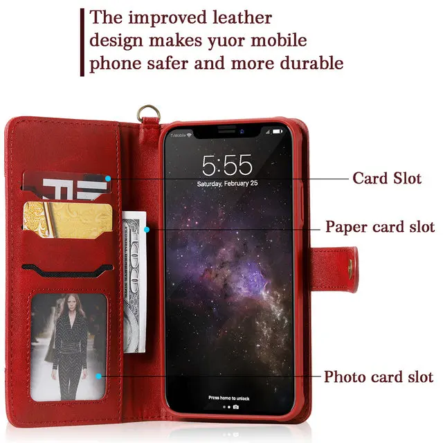 Многофункциональный съемный твердый флип для Coque iPhone11 Pro Max Роскошный чехол кошелек для iPhone 11 Pro Max чехол iPhone11 11Pro
