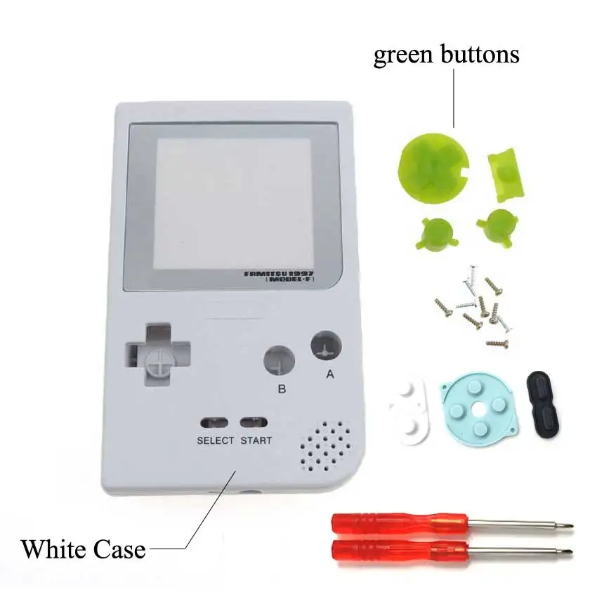 white case green YuXi полный Чехол Корпус Замена для Gameboy Карманная игровая консоль для GBP оболочка с кнопками Набор отверток Инструменты - Цвет: white case green