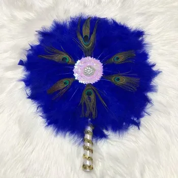

African Ladies HandFan Soft feather Fan hand Fan with sequins for Wedding and Party