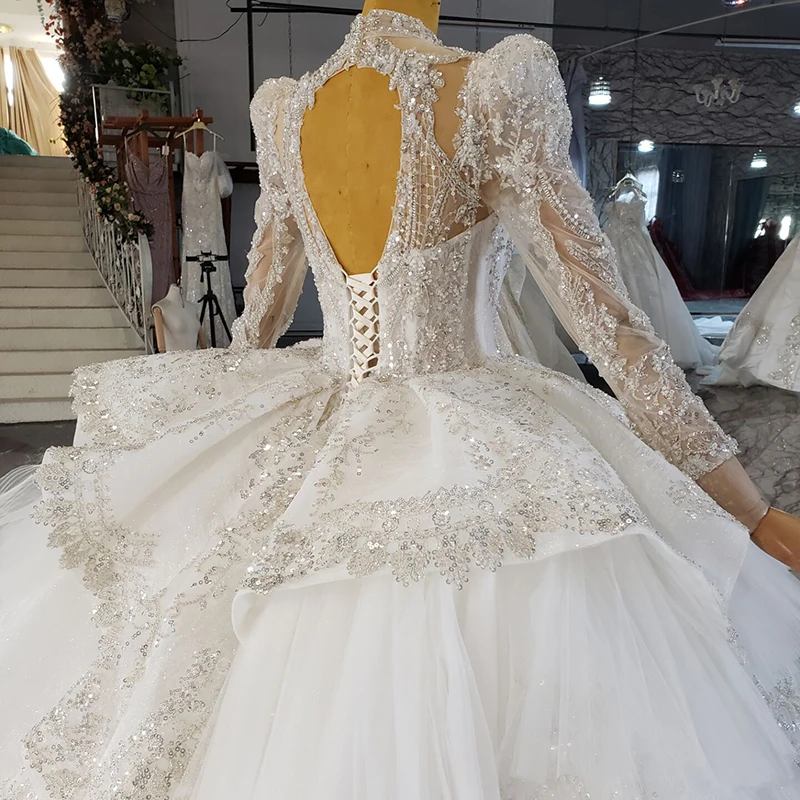 HTL2267 2022 New Ball Gown Wedding Dress Bridal Vintage Luxury Shiny Glitters Jancember Wedding Dress свадебный комбинезон 2021 6