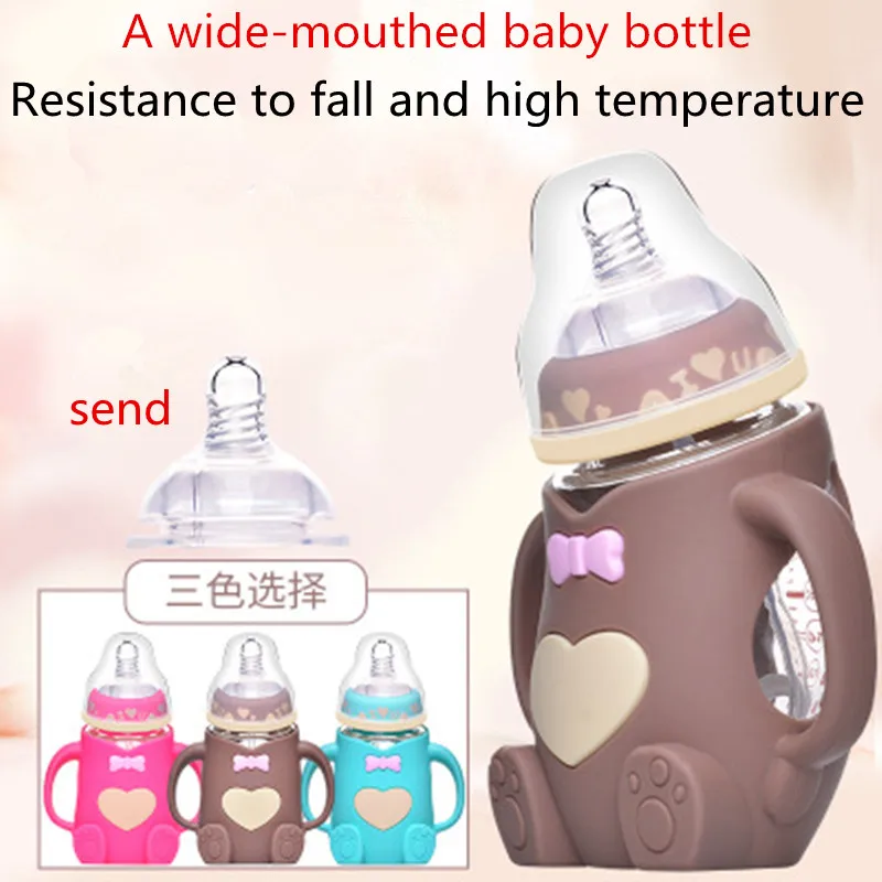 240ml Baby Bottle Kids Cup Silicone Sippy Children Training Cups Cute Baby Drinking Water Straw Handle Feeding Bottle