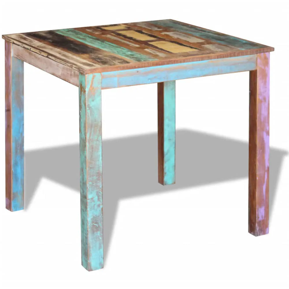 

Antique-style Unique Wooden Multicolour Dining Table Solid Reclaimed Wood Fully Handmade Square Table for Smaller Dining Rooms