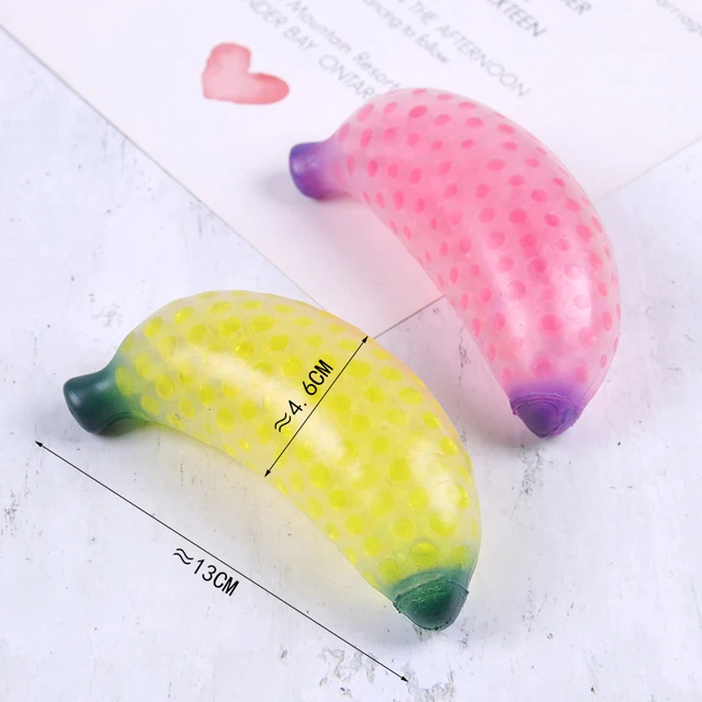 Spongy Banana Bead Stress Ball Toy Squeezable Soft Fruit Shape Sensory Adult Decompression Child Fidgeting Rebound Squeeze Toys 6