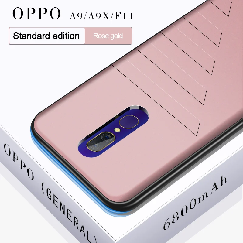 6800 мАч чехол для зарядного устройства для OPPO F11 ультра-тонкий Экстремальный Аккумулятор Чехол для аккумулятора для OPPO A9 A9X повербанк перезаряжаемый чехол - Цвет: Rose Gold Color