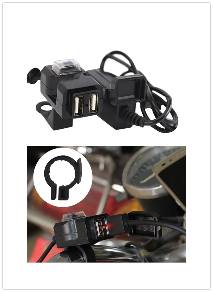 MotorbikeCharger адаптер питания Разъем для телефона MotorcycleGPS MP4 двойной USB порт 12 в водонепроницаемый руль