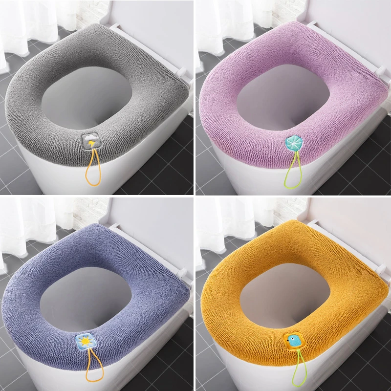 Washable Warm Toilet Seat Cover With Handle Toilet Accessories Soft Plush  Zipper Wc Mat Bathroom Decoration Accessories - Toilet Seat Cover -  AliExpress