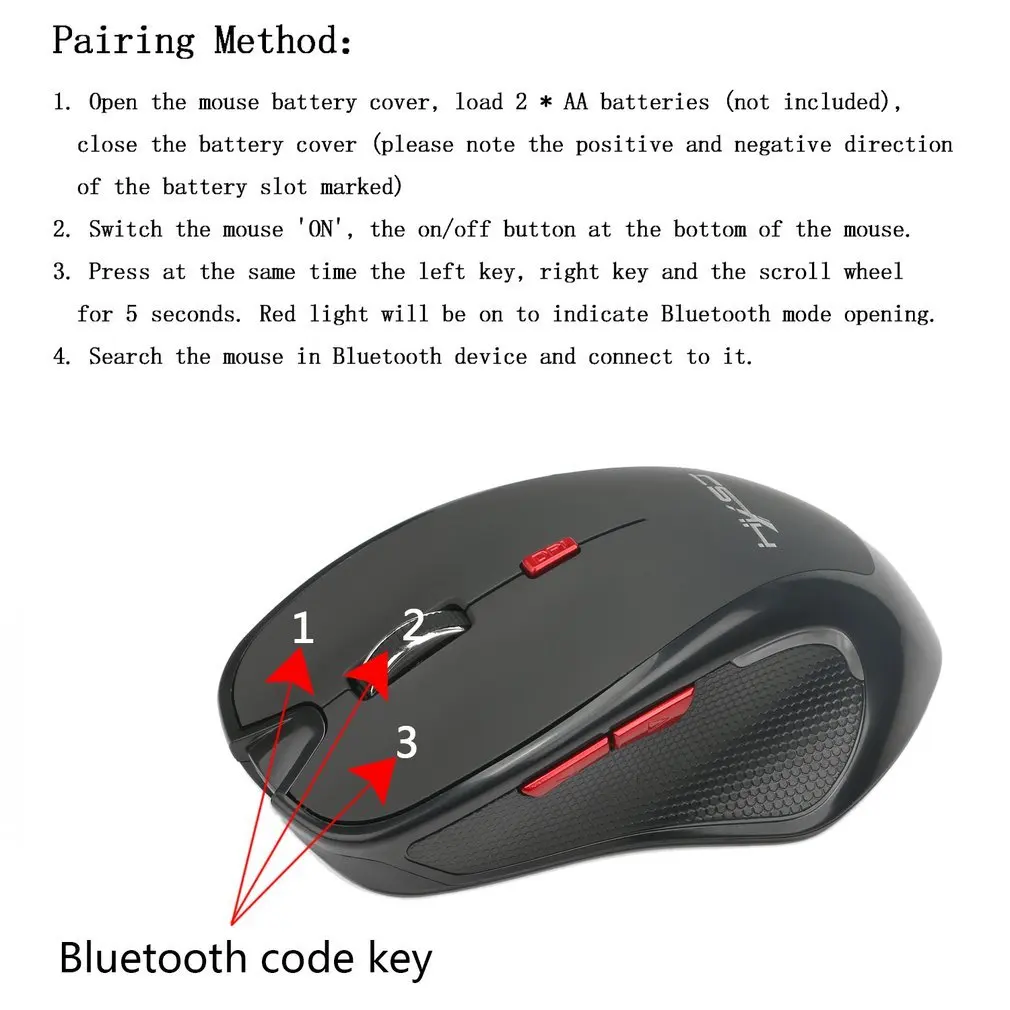 HXSJ T21 Wireless Bluetooth 3.0 Mouse 6 Button Adjustable 2400dpi Gaming Mice 6D Game Mouse Ergonomics Optical Game Mice