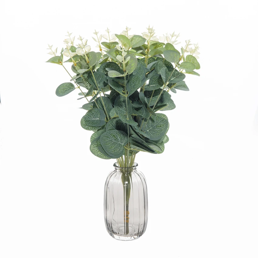 20/100PCS Green Fake Plants Silk Eucalyptus Leaf Christmas Decorations Vases Home Garden Wedding Scrapbooking Artificial Flowers