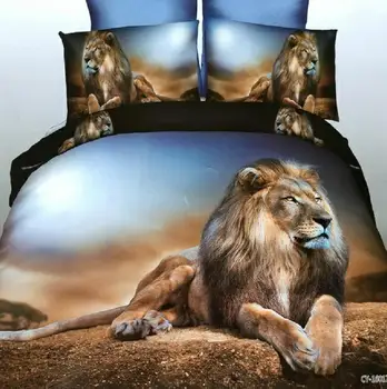 

2pcs/3pcs 3D African Lion Printed Animal Cat Duvet Cover Pillowcase Comforter Soft Bedding Sets Single Full Bed Flat Sheet