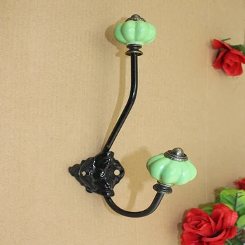 

Single Wall-Mounted Coat Hook with Colorful Pumpkin Ceramic Knobs for Home Decoration, Bathroom Towel Hook 4Pcs