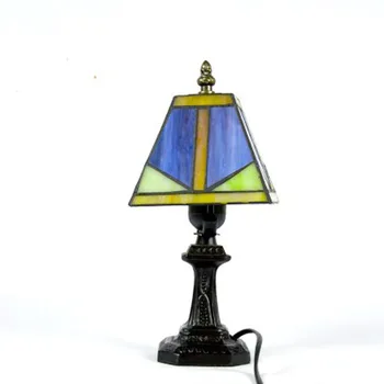 

Mediterranean Style Restaurant Bar Cafe LED Vintage Desk Lamp Bedside Colorful Glass Table Lamps Nightstand Light Bedroom Lamp