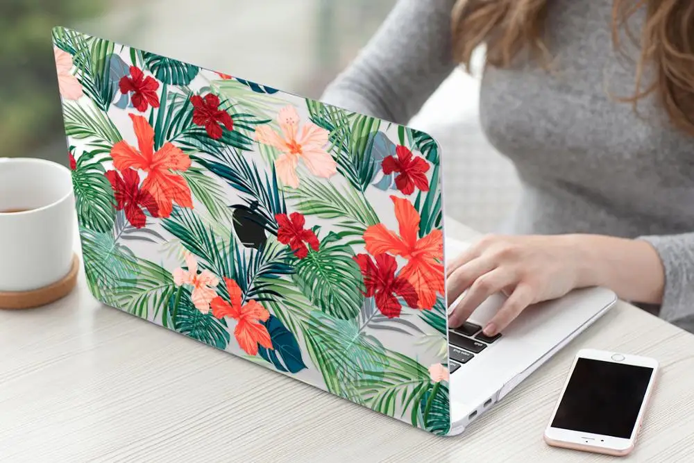 Цветочный чехол для ноутбука MacBook Air 13 A1466 A1932 Pro 13 15 16 дюймов Сенсорная панель A2141 a2159 пластиковый жесткий чехол Keybaord