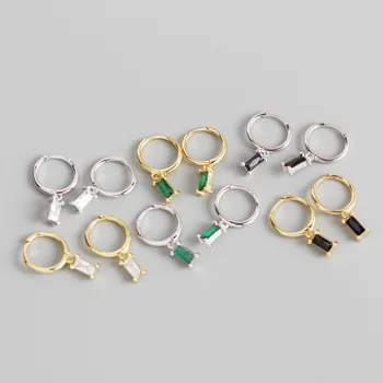 

YHE0252 Europe and America Minimalist S925 Fine Silver INS Geometry Rectangular Zircon Simple Versatile Ear Clip Ear Stud Female