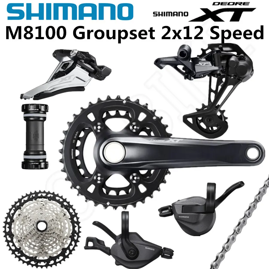 SHIMANO DEORE XT M8100 набор групп 24 скорости 26-36T 170 175 мм шатун для горного велосипеда 2x12-speed 45T 10-51T M8100