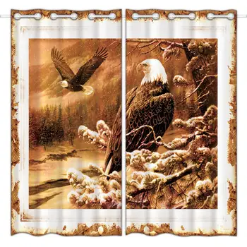 

HommomH blackout curtains (2 panels) top perforated bedroom high quality fabric curtain eagle flying