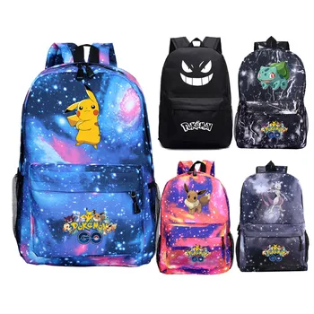 Mochila de dibujos animados de Pokémon para niños, morral escolar para estudiantes, bolsa para libros para adolescentes, Mochila de viaje informal a la moda