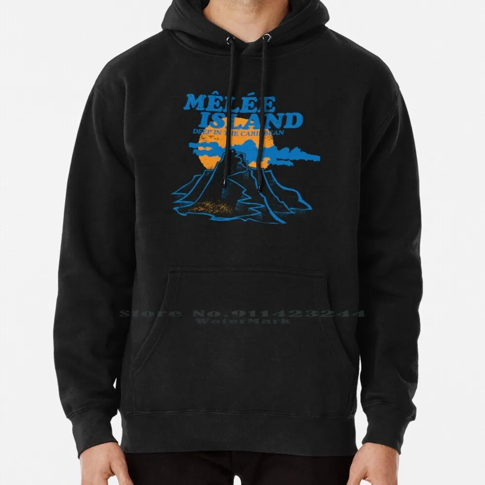 Mêlee Island ( Dark Variant) Felpa Con Cappuccio Maglione 6Xl Cotton Monkey Island Pirate Retrogaming Guybrush Threepwood Anni '90 Vintage