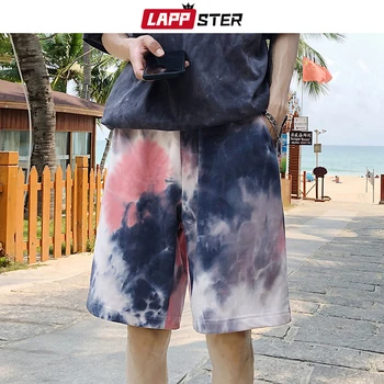 

LAPPSTER Summer Men Tie Dye Sweatshorts 2020 Mens Streetwear Hip Hop Kpop Shorts Casual Fashions Harajuku Baggy Joggers INS
