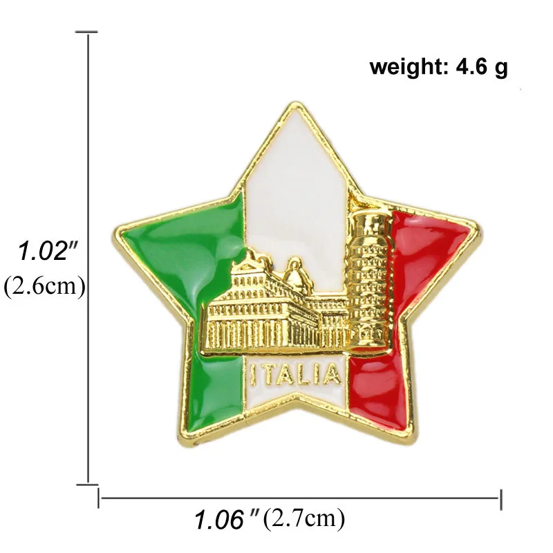 Италия Париж Дубай Строительная брошь в виде флага и эмалированная булавка Статуя Свободы Эйфелева башня булавка на лацкане - Окраска металла: H01