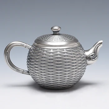 

Bamboo flower teapot household silver pot sterling silver 999 silver teapot set tea ceremony silver tea set teapot