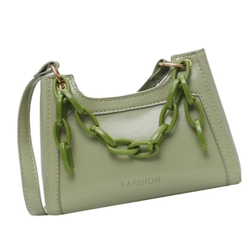 

Candy Color Baguette Bags Women Chains Open Shoulder Handbags Crossbody Bags Large Capacity PU Messenger Bag Female Luxury Purse