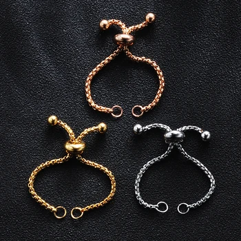 

2Pcs/Lot 4.5cm/5cm Length Adjustable Stainless Steel Box Chain Slider/Slide Extender Chain For DIY Ring Making 1.8mm Thickness