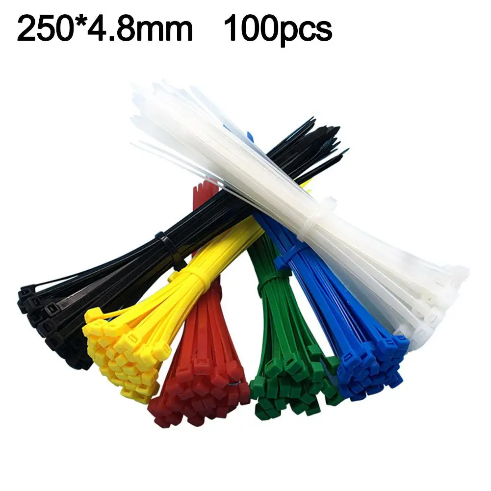 

100Pcs Self-Locking Useful Nylon Plastic Wire Cable Cord Zip Ties Binding Strap Durable Bright Color Easy to Use Self-locking