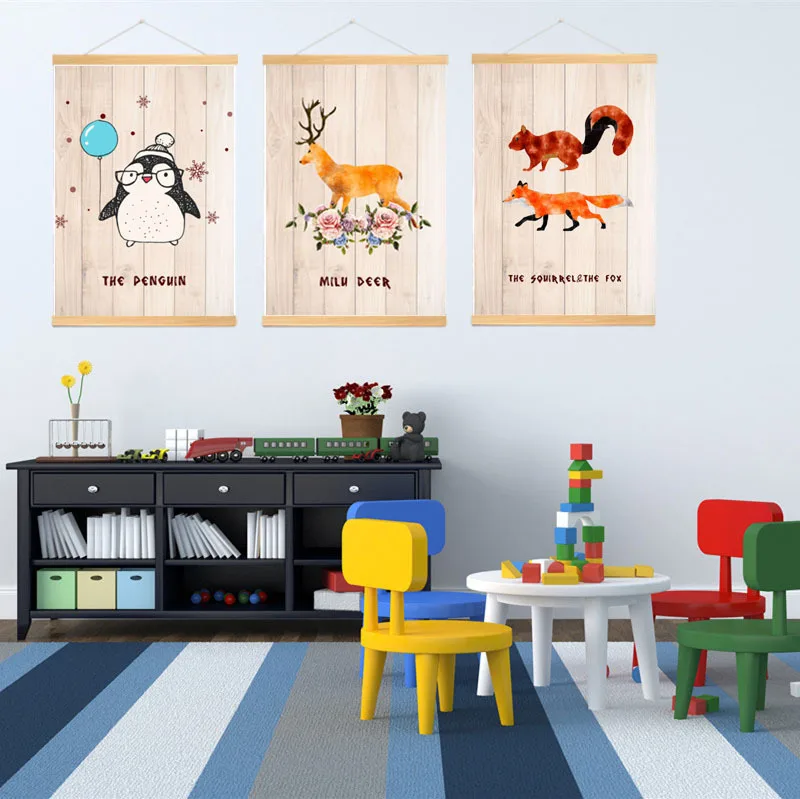 

Retro Animal Pattern Bar Hotel Wall Decorative Painting Solid Wood Frame Hanging Painting