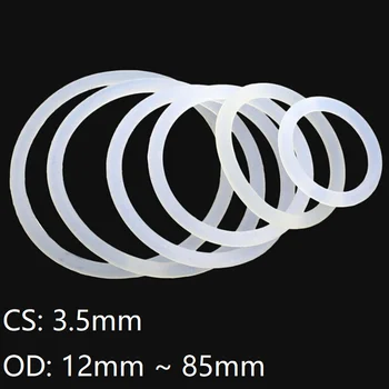 

10pc Thickness CS 3.5mm OD 12~ 85mm Silicone O Ring Gasket Food Grade Waterproof Washer Rubber Insulate Round O Shape Seal White