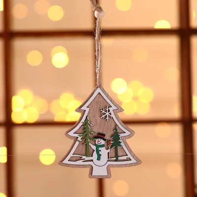 Santa Claus Deer New Year Natural Wood Christmas Tree Ornaments Pendant Hanging Gifts Xmas Decor for Home Party Decorations - Цвет: A0567