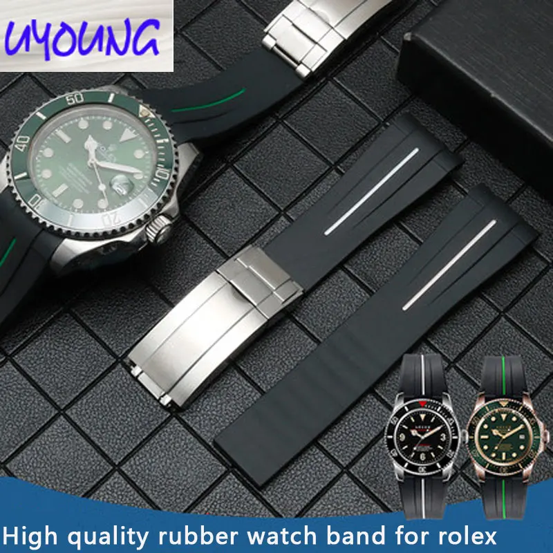 Полосатый силиконовый ремешок для часов адаптер Rlx GMT черный зеленый вода призрак
