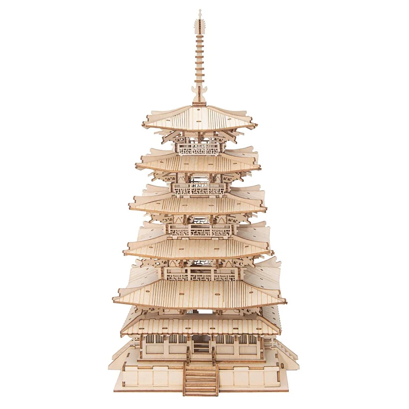 Puzzle pagode 3D en bois, jouet pour enfants