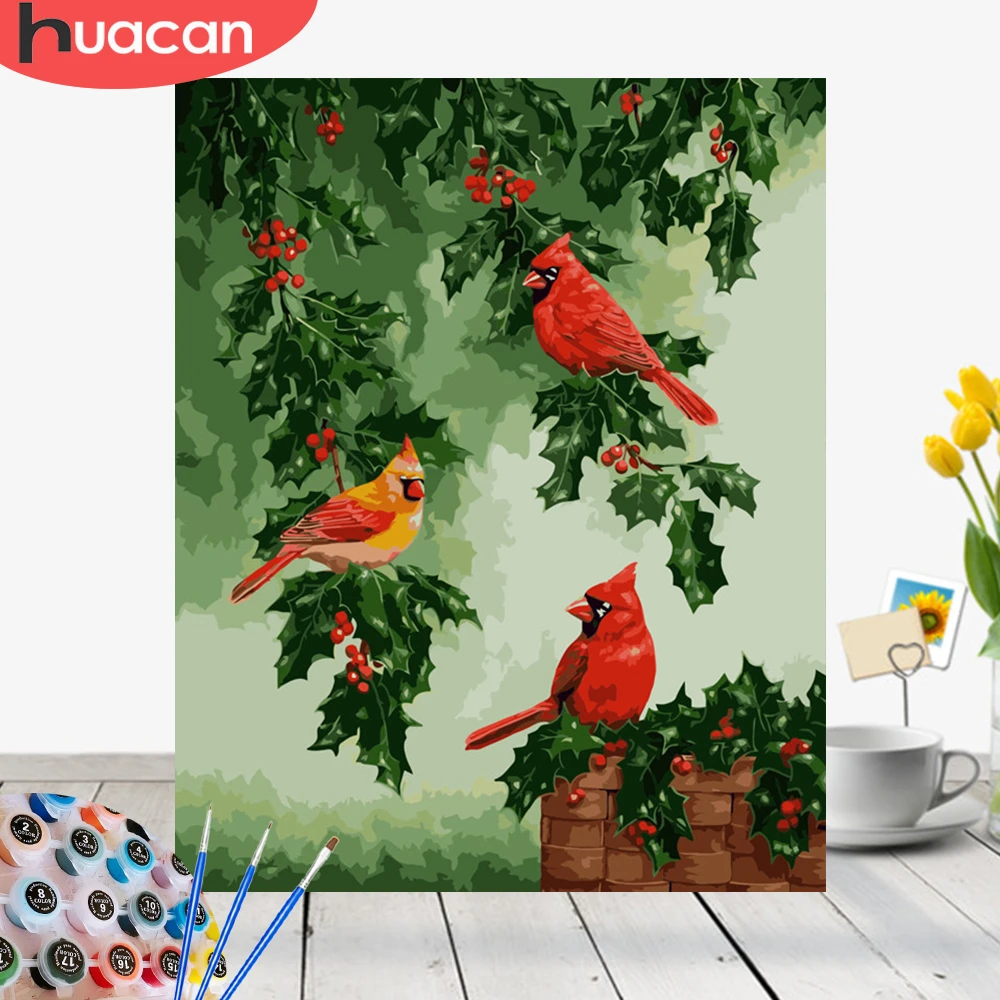 HUACAN Painting By Numbers Animals Kit Acrylic Paint On Canvas Wall Art Picture Hand Painted Bird For Home Decor DIY Gift