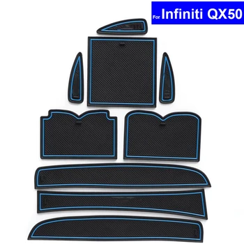 

9 Pcs Non-slip Car Door Slot Mats Gate Cushion Carpets Cup Holder Pads For Infiniti QX50 Door Groove Mat Free Shipping