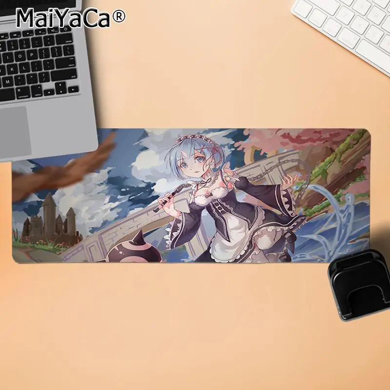 LockEdge 30X90cm MaiYaCa Rem Re Zero Аниме девочка геймерская игра коврик для мыши противоскользящие прочные силиконовые компьютерные коврики - Цвет: LockEdge 30X90cm