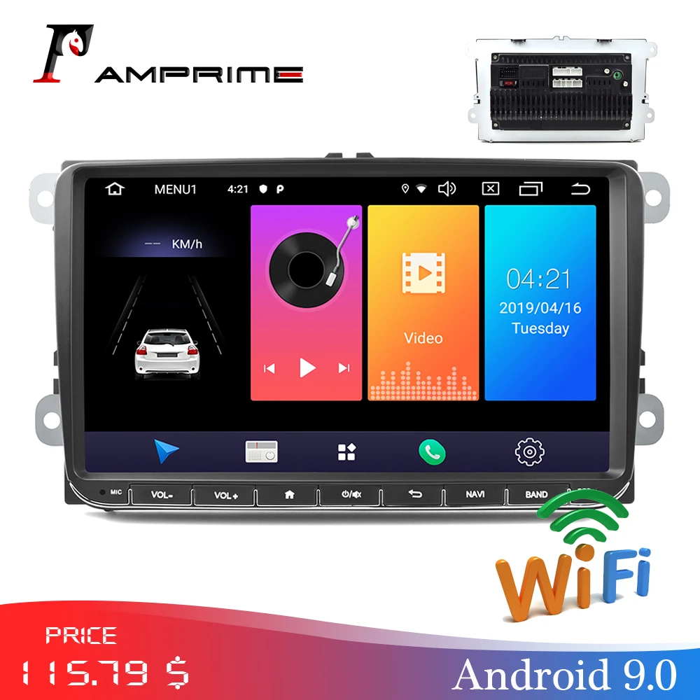 

AMPrime 2 din Autoradio 9" Android 9.0 car Multimedia Quad-core Car Radio Touch Screen GPS WIFI Bluetooth USB/AUX/FM MP5 Player