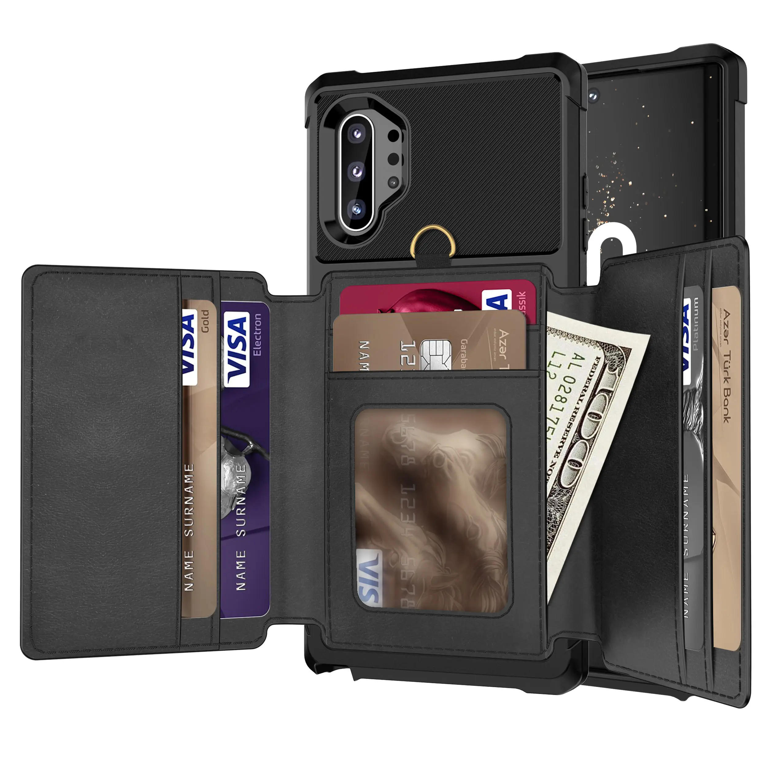 

For Samsung Galaxy S10 Plus S9 S10E Case,WEFOR Credit Card Luxury Wallet Kickstand Back Case For Samsung Note 9 10 + Phone Cover