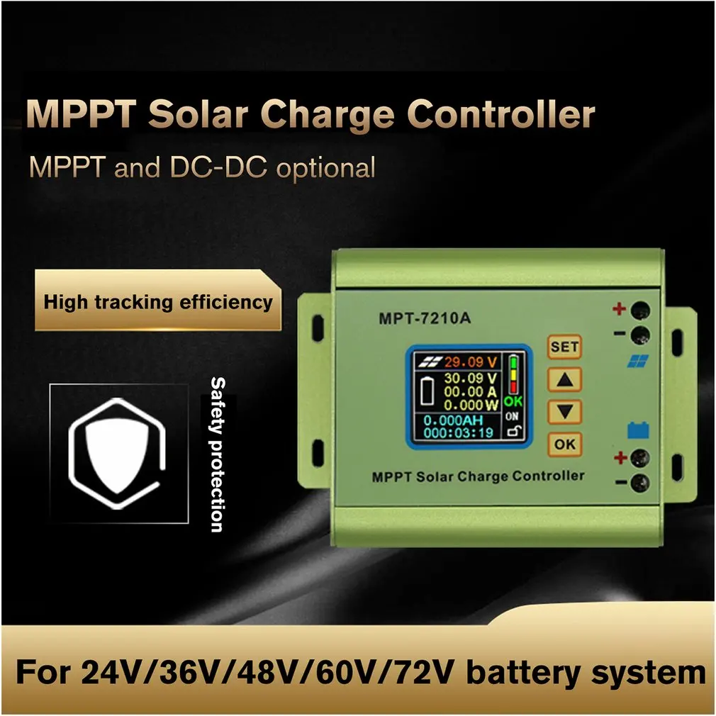 Controlador de Carga do Painel Fornecedor de Controladores de Bateria Display Mppt Solar 24 - 36 48 60 72v Impulso Venda Mpt-7210a Cor Lcd MPT-7210A Cor Display LCD MPPT Controlador de