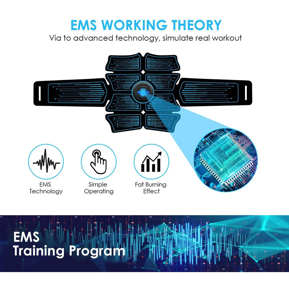 Стимулятор мышц брюшной полости EMS Abs Электростимуляция домашние тренировочные кроссовки тонера для мышц Упражнение Фитнес-Оборудование зарядка через USB