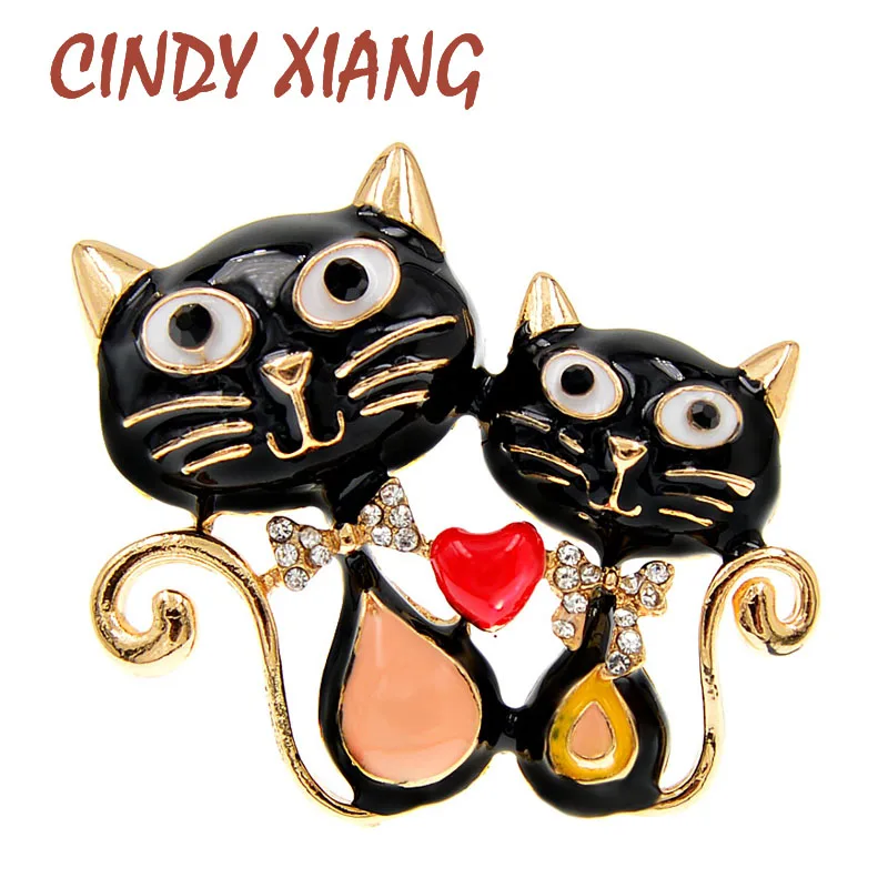 Женская эмалированная брошь с двумя котами CINDY XIANG модная животными милые детские