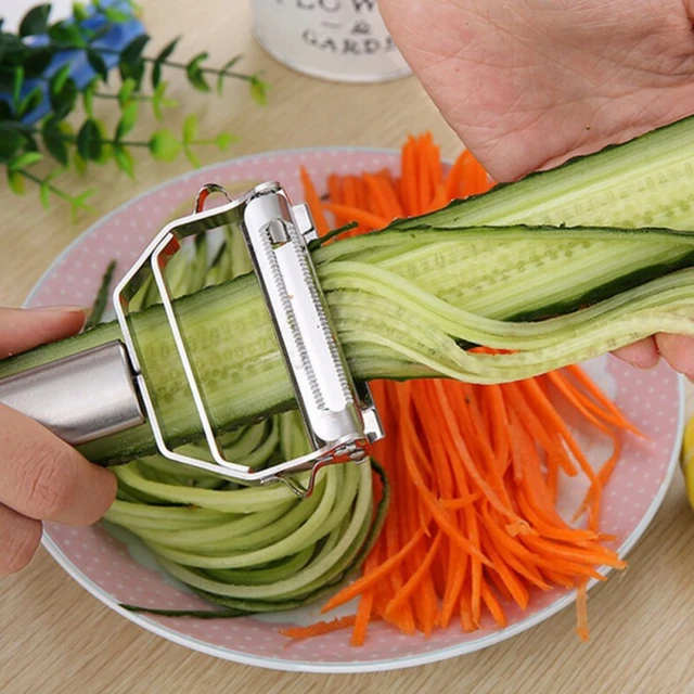 1pc Bamboo Handled Multifunctional Fruit & Vegetable Peeler With Container  For Kitchen