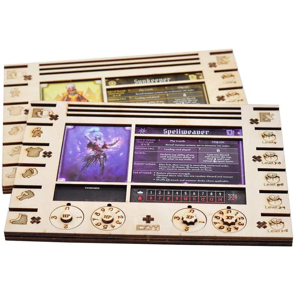 Gloomhaven/frosthaven Player Character Dashboard With Hp & Xp Dial Trackers  Set Of 2 Birch For Saving Your Table Space - Card Games - AliExpress