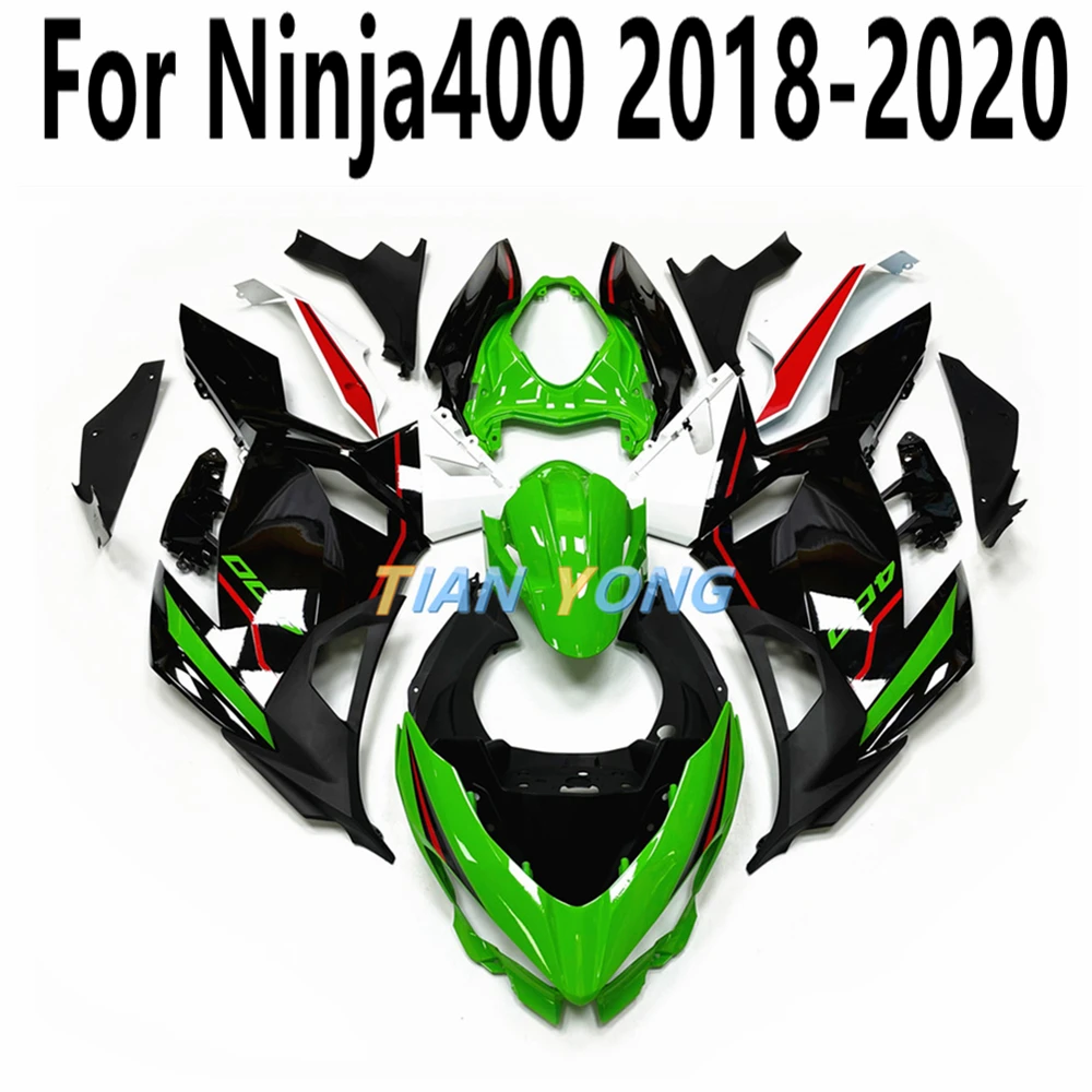 

2021 новый комплект обтекателей для мотоцикла Ninja 400 18-19-20-21, зеленый принт для Ninja400 2018-2019-2020, инъекция капота ABS
